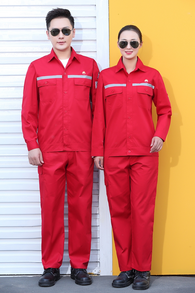 石油工作服夏装红色防静电长袖套装反光条服中石油油田工服薄款